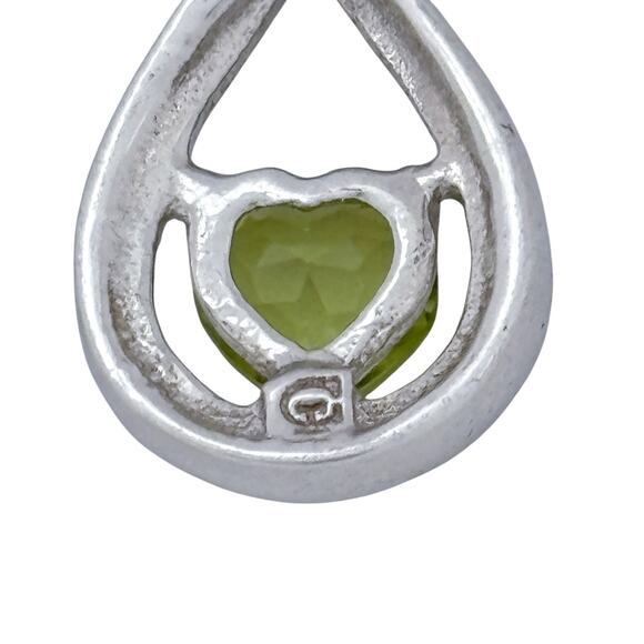 Estate Sterling Silver 925 Peridot Heart Diamond Infinity Pendant - Picture 6 of 9